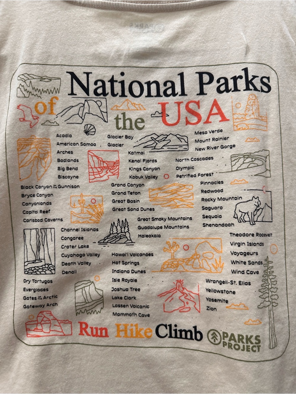 Parks Project Cream Short Sleeve Tee with Multicolor National Parks Graphic